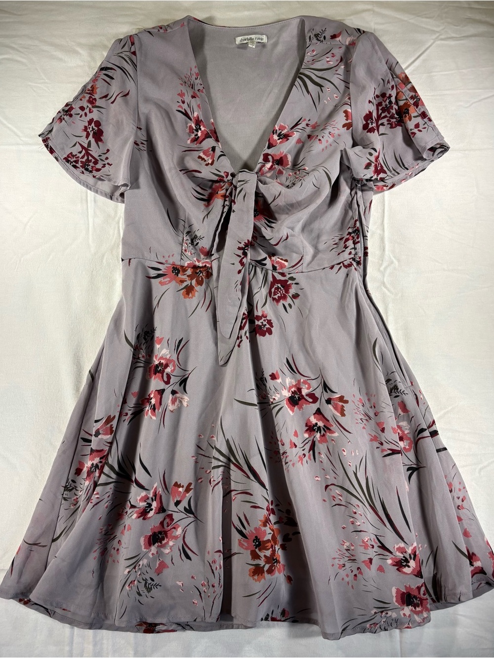 Charlotte Russe Lavender Tie-Front Floral Mini Dress